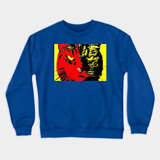 ANGRY CAT POP ART -  RED YELLOW BLACK Crewneck Sweatshirt